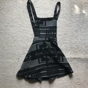 Gray Aztec print overall dress